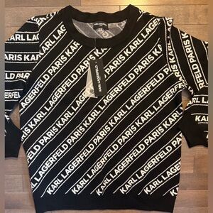 Karl Lagerfeld Black and White Logo Crewneck Sweater